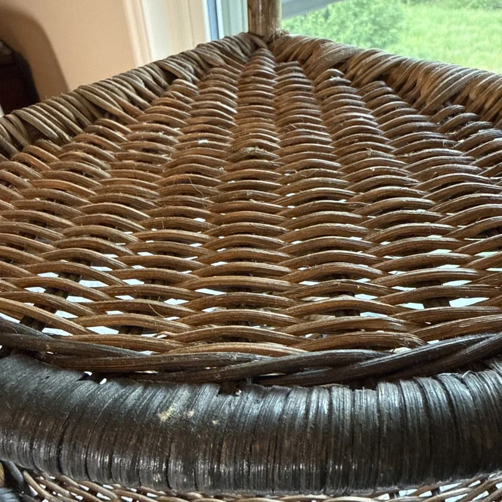 Vintage Wicker Rattan Corner Shelf 3 Tier Display Stand Coastal Boho 19